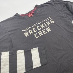 Indian Motorcycle Wrecking Crew Long-sleeve Heavyweight Shirt Size XL Gray White